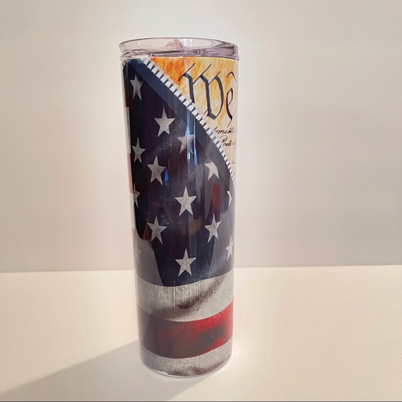 NEW:We the people PATRIOTIC flag 20 oz metal tumbler Red White and Blue - Picture 2 of 7